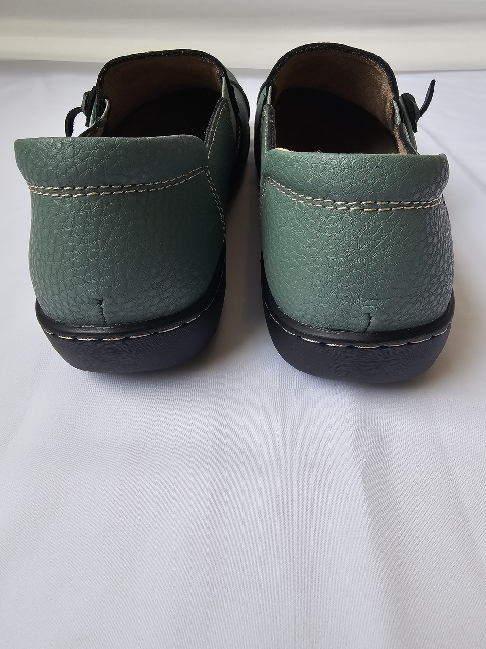 LAZYPOP Teal Green Leather Classic Comfort Loafers Slip-On Shoes - Women's Size - Picture 9 of 15